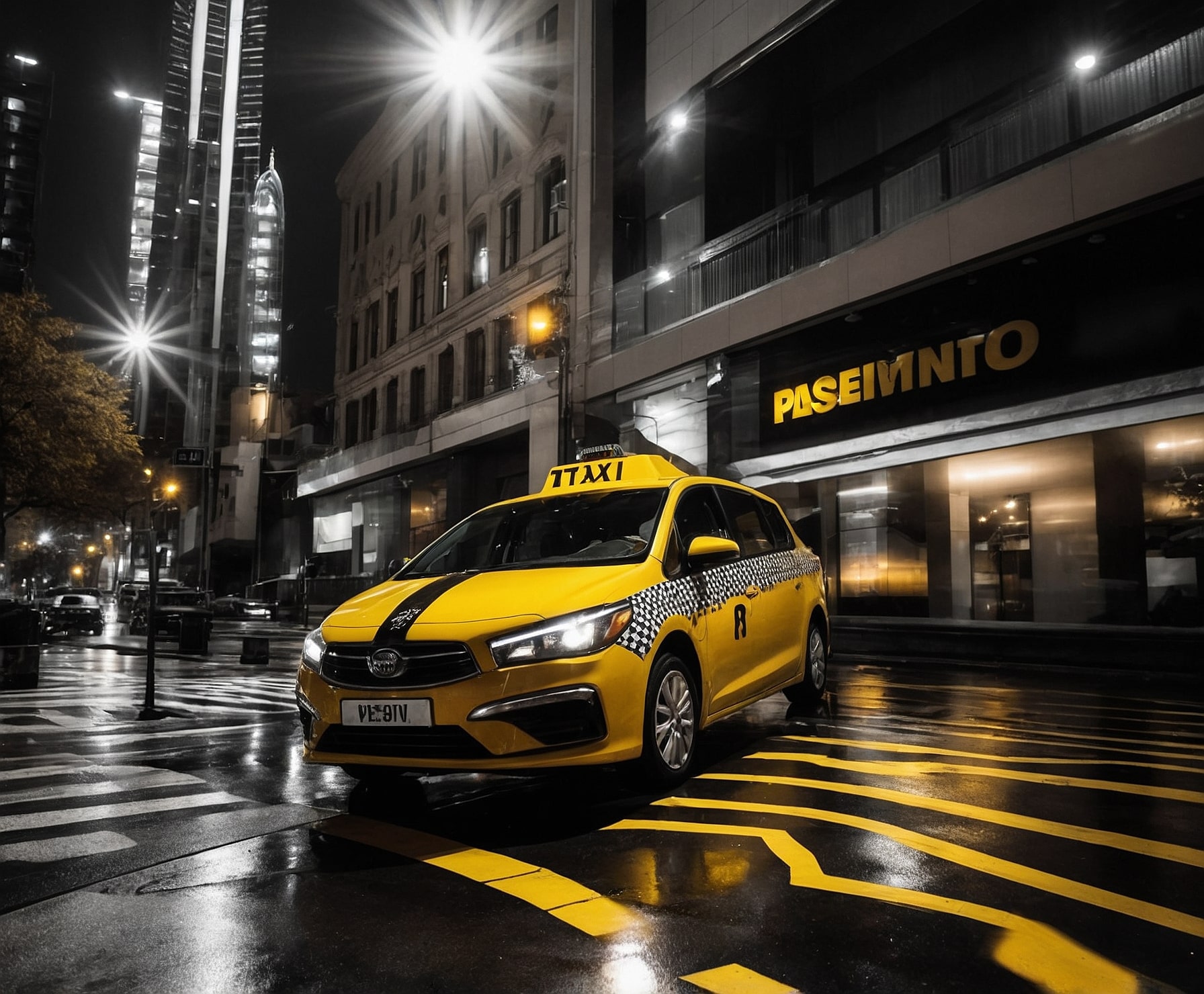 Viaje premium en taxi elegante por la ciudad